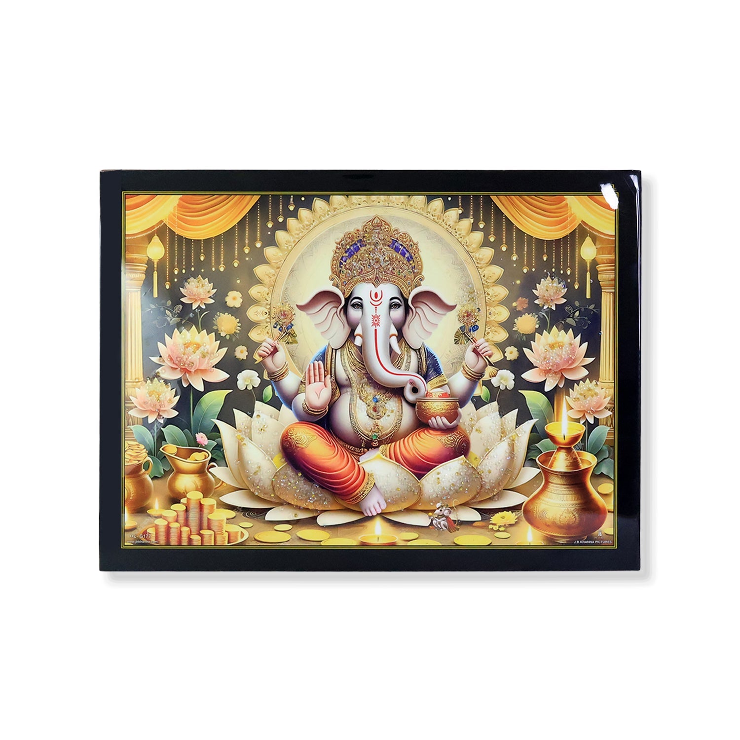 Divine Lord Ganesha Wall Painting with Wooden Frame Mix Design, 60x45 Cm Approx (1 Pc) Divine Lord Ganesha Wall Painting with Wooden Frame Mix Design, 60x45 Cm Approx (1 Pc)